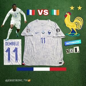 Nike France FFF Ousmane Dembele #11 2022/2023 Authentic Away Jersey Vs Ireland